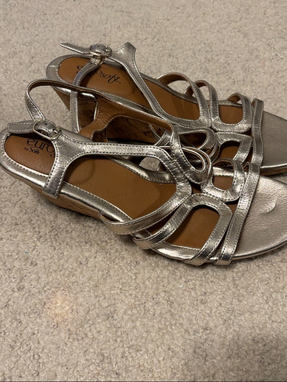 Metallic Multi-Strap Womens Sandals - Picture 2 of 4